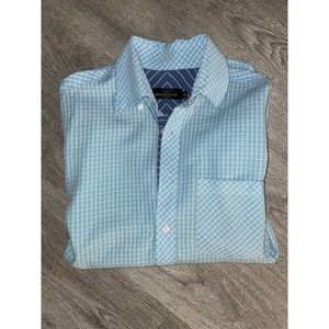 Bugatchi Men's Size Medium Shaped Fit Long Sleeve Button Down Blue Shirt